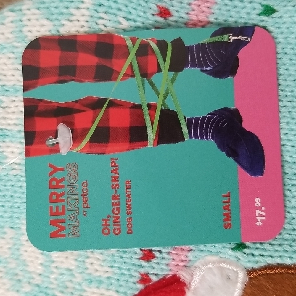 MERRY Makings Dog Gingerbread Man Christmas Sweater Size Small - Picture 3 of 6